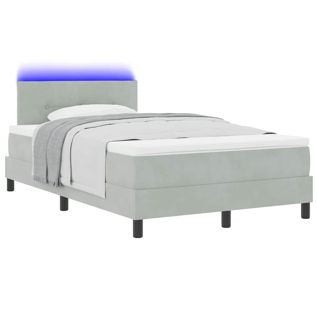 LED Box Spring Bed met matras Lichtgrijs 120 x 190 cm Fluweel is nu te koop bij PeponiXL, paradijselijk wonen!