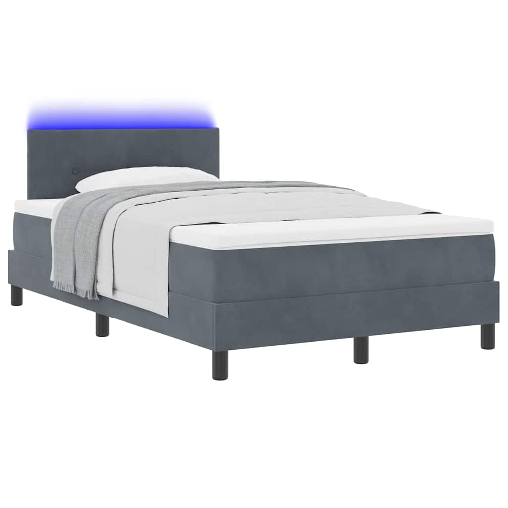 LED Box Spring Bed met matras Donkergrijs 120 x 190 cm Fluweel is nu te koop bij PeponiXL, paradijselijk wonen!