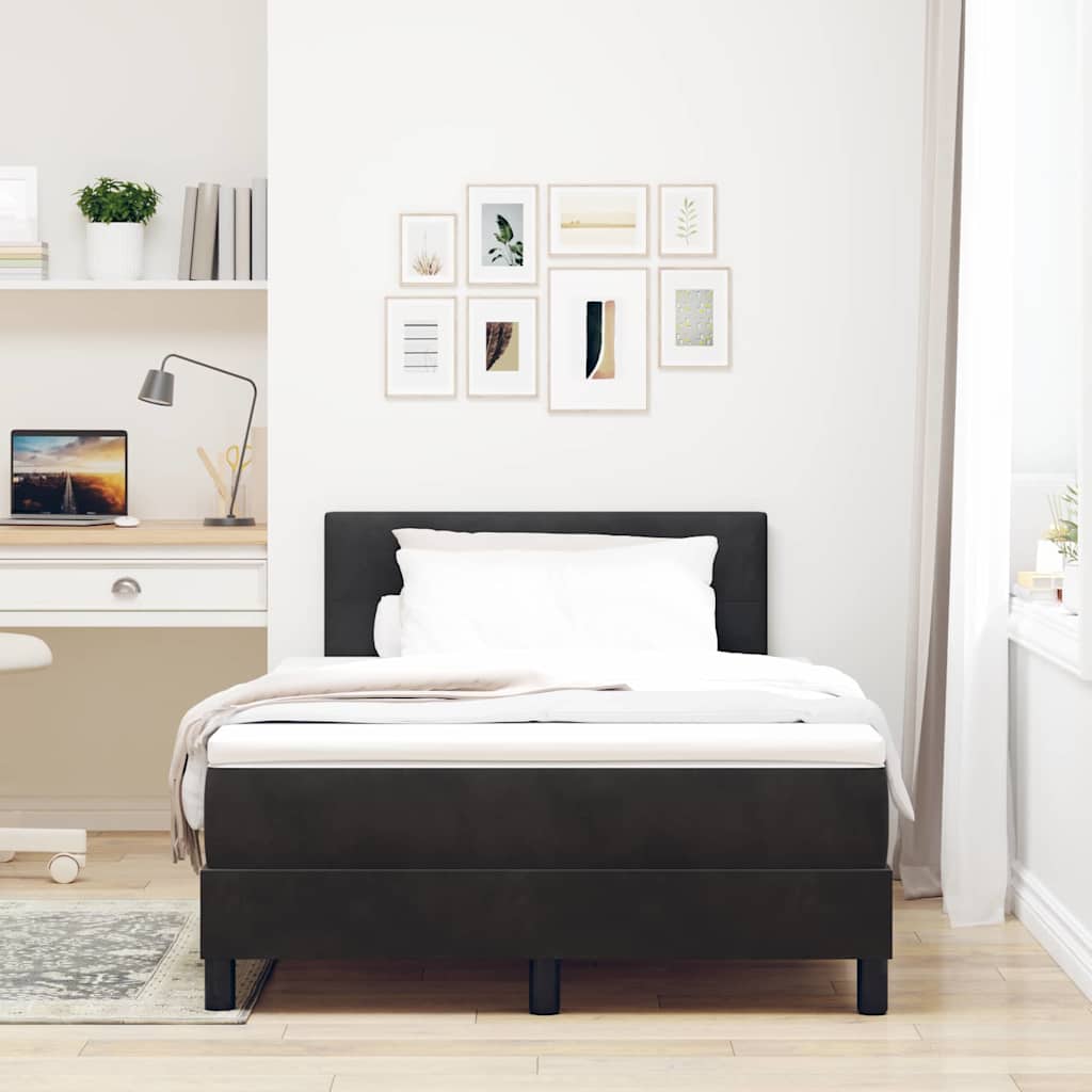 LED Box Spring Bed met matras Zwart 120 x 190 cm Fluweel is nu te koop bij PeponiXL, paradijselijk wonen!