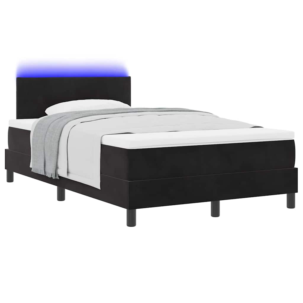 LED Box Spring Bed met matras Zwart 120 x 200 cm Fluweel is nu te koop bij PeponiXL, paradijselijk wonen!