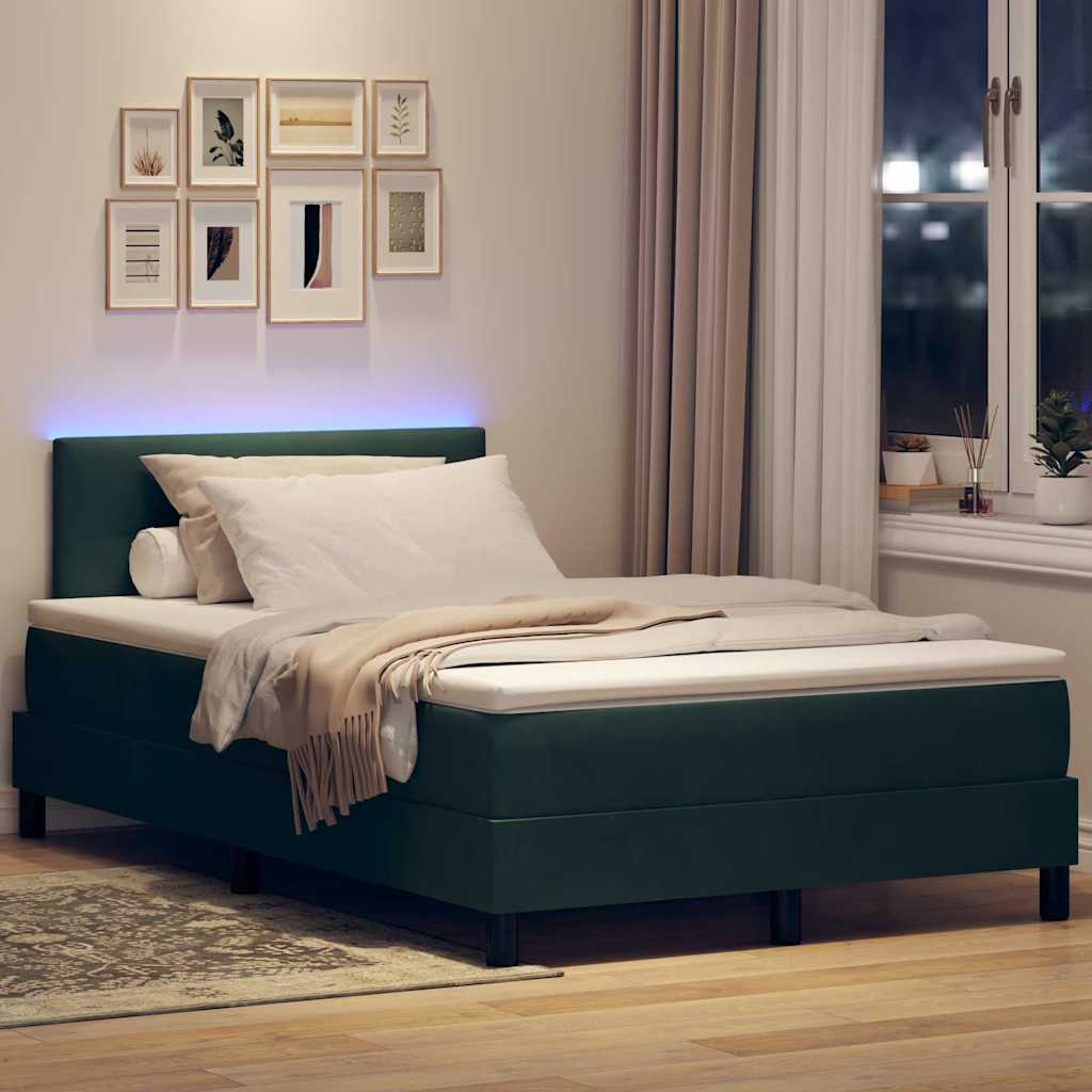 LED Box Spring Bed met matras Donkergroen 120 x 200 cm Fluweel is nu te koop bij PeponiXL, paradijselijk wonen!