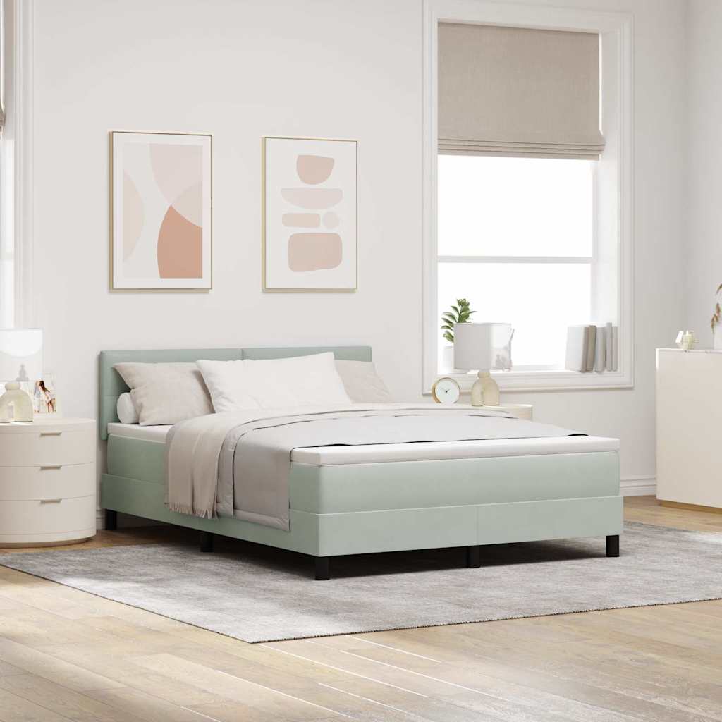 LED Box Spring Bed met matras Lichtgrijs 140 x 190 cm Fluweel is nu te koop bij PeponiXL, paradijselijk wonen!