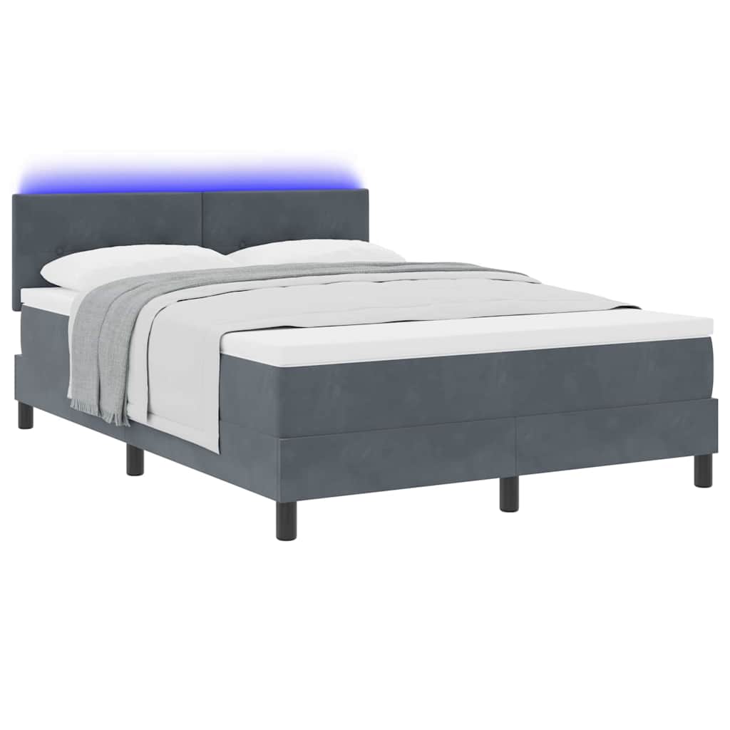 LED Box Spring Bed met matras Donkergrijs 140 x 190 cm Fluweel is nu te koop bij PeponiXL, paradijselijk wonen!