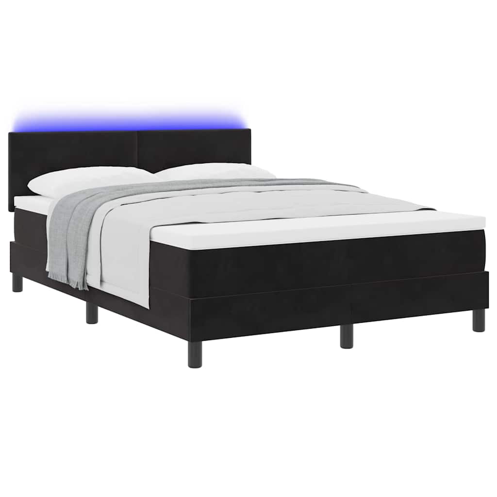 LED Box Spring Bed met matras Zwart 140 x 190 cm Fluweel is nu te koop bij PeponiXL, paradijselijk wonen!