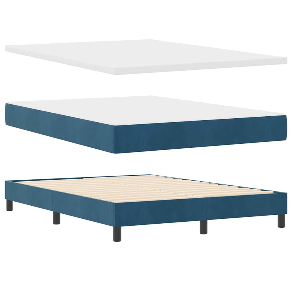 LED Box Spring Bed met matras Donkerblauw 140 x 190 cm Fluweel is nu te koop bij PeponiXL, paradijselijk wonen!