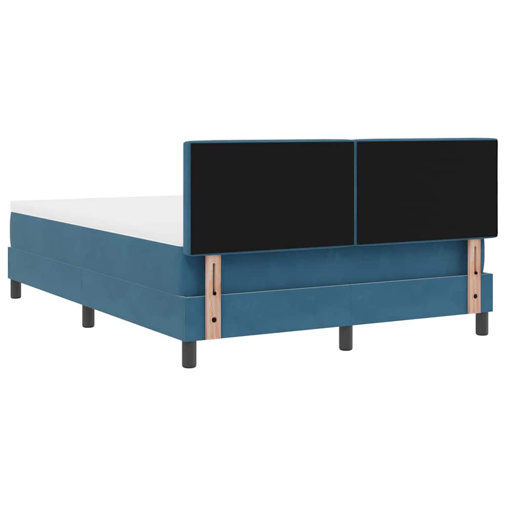 LED Box Spring Bed met matras Donkerblauw 140 x 190 cm Fluweel is nu te koop bij PeponiXL, paradijselijk wonen!