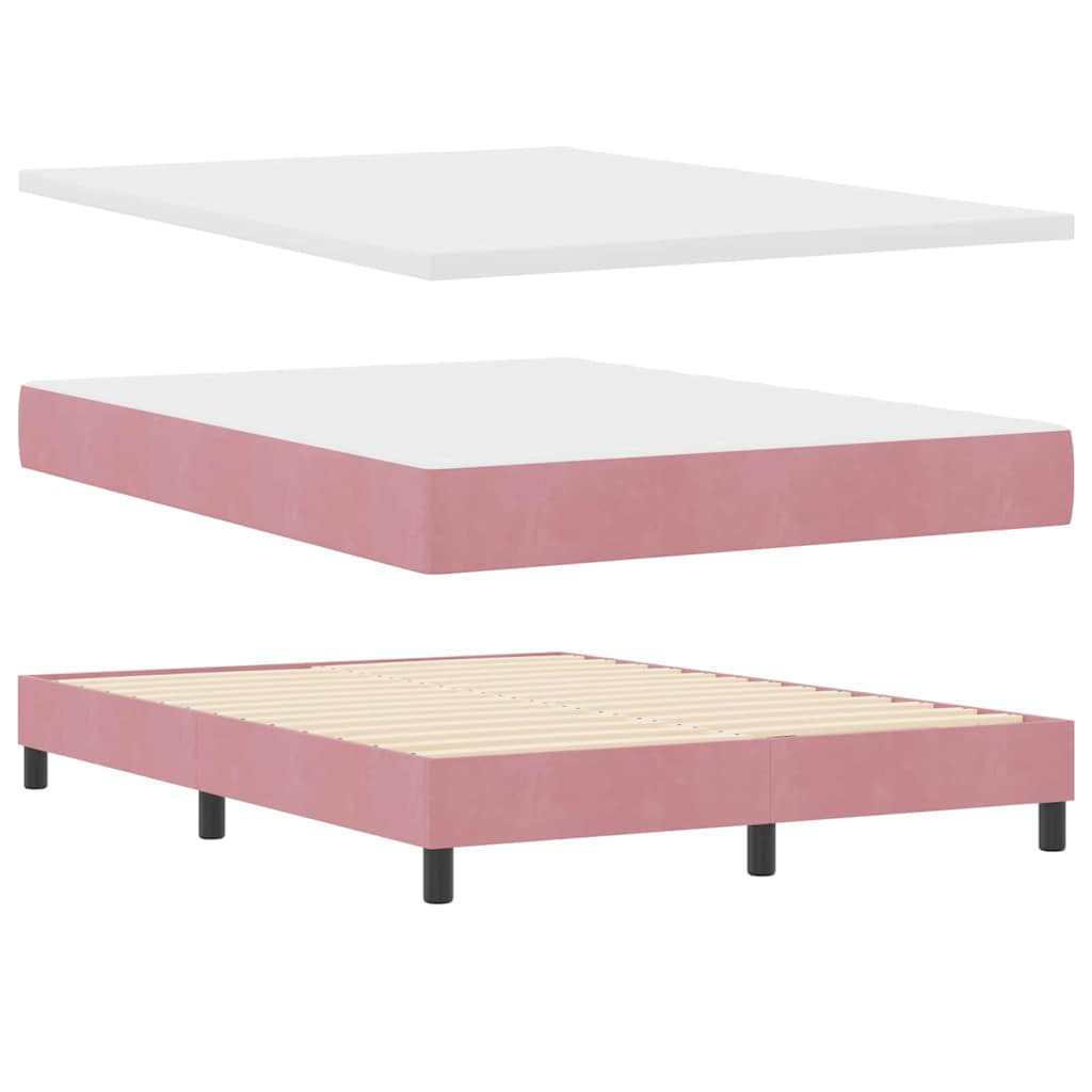 LED Box Spring Bed met matras met LED Roze 140 x 190 cm Fluweel is nu te koop bij PeponiXL, paradijselijk wonen!