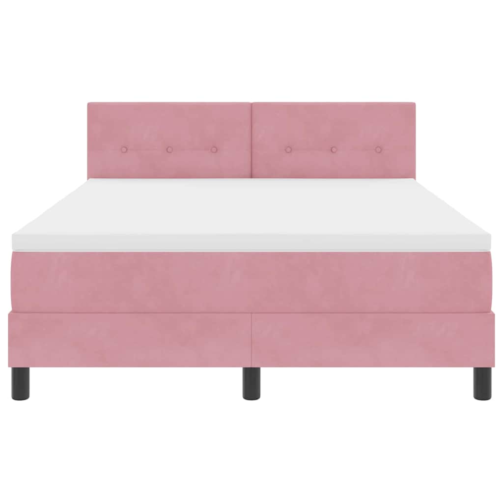 LED Box Spring Bed met matras met LED Roze 140 x 190 cm Fluweel is nu te koop bij PeponiXL, paradijselijk wonen!