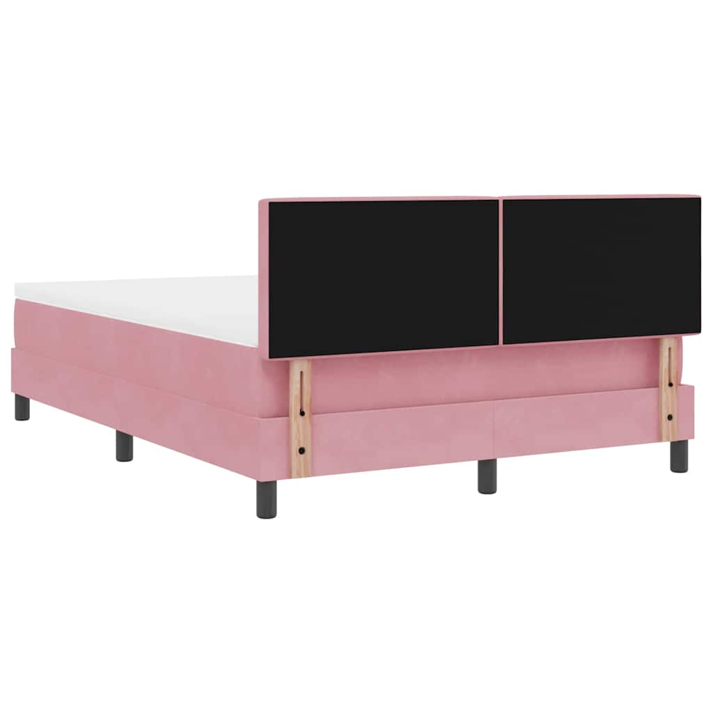 LED Box Spring Bed met matras met LED Roze 140 x 200 cm Fluweel is nu te koop bij PeponiXL, paradijselijk wonen!