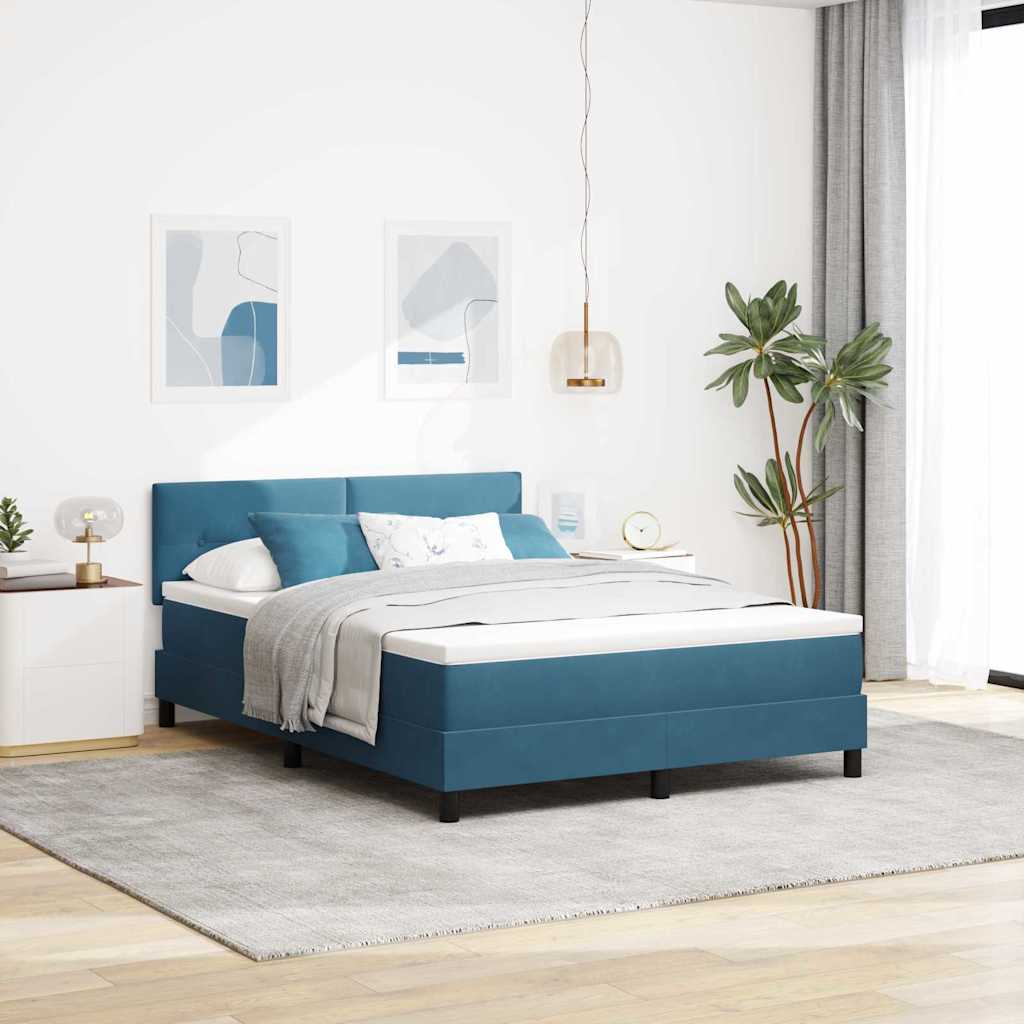 LED Box Spring Bed met matras Donkerblauw 160 x 200 cm Fluweel is nu te koop bij PeponiXL, paradijselijk wonen!