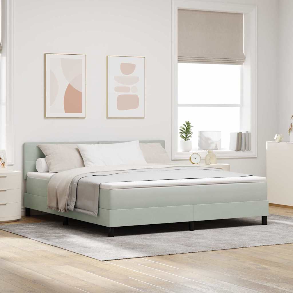 LED Box Spring Bed met matras Lichtgrijs 180 x 200 cm Fluweel is nu te koop bij PeponiXL, paradijselijk wonen!