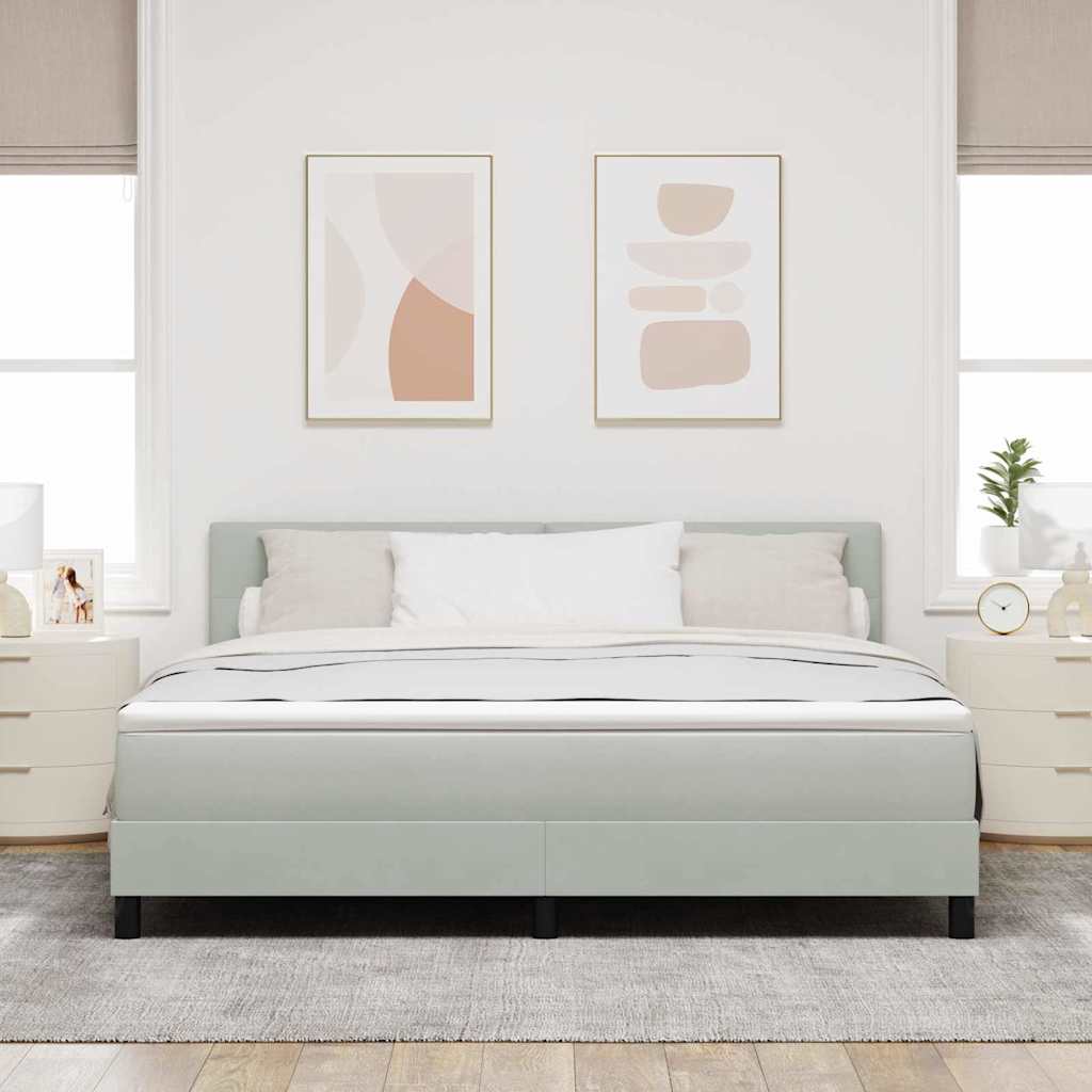 LED Box Spring Bed met matras Lichtgrijs 180 x 200 cm Fluweel is nu te koop bij PeponiXL, paradijselijk wonen!