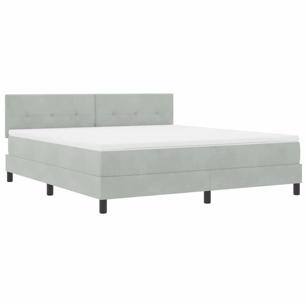 LED Box Spring Bed met matras Lichtgrijs 180 x 200 cm Fluweel is nu te koop bij PeponiXL, paradijselijk wonen!