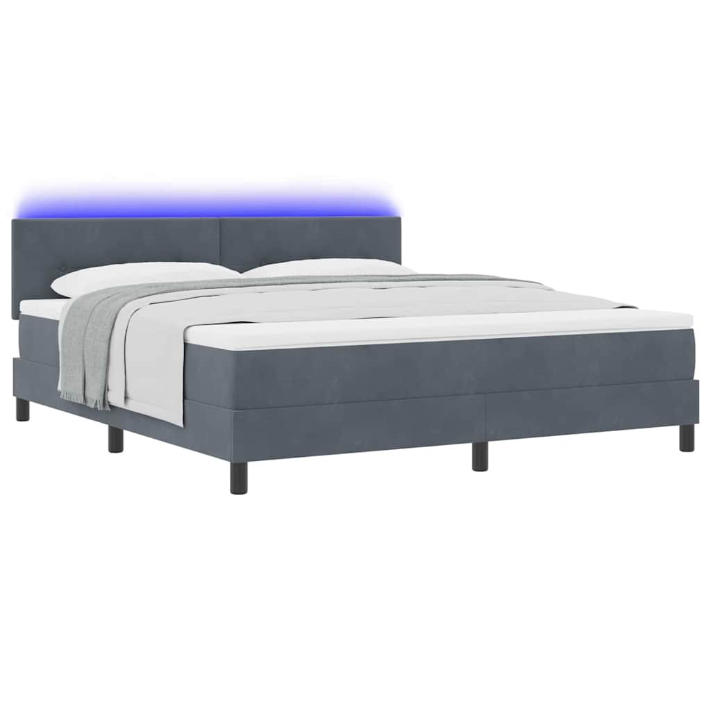 LED Box Spring Bed met matras Donkergrijs 180 x 200 cm Fluweel is nu te koop bij PeponiXL, paradijselijk wonen!