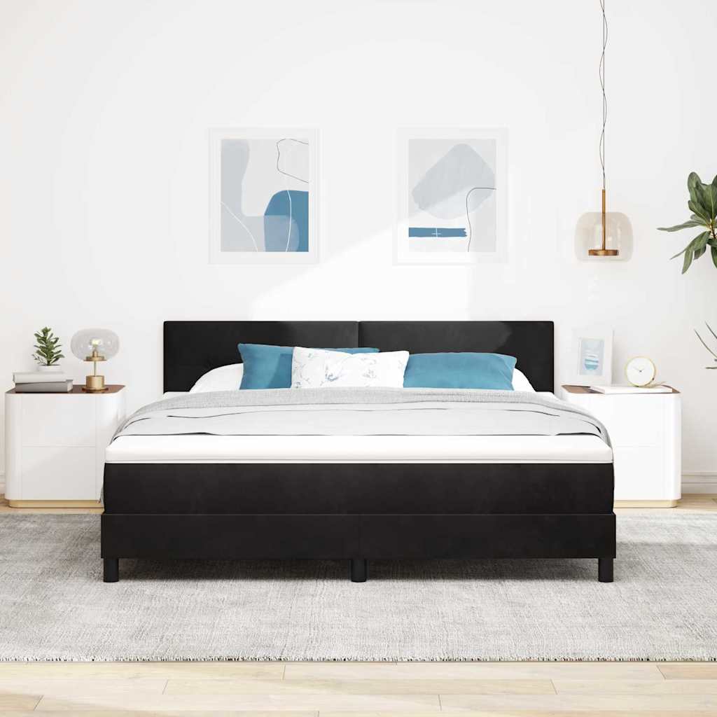 LED Box Spring Bed met matras Zwart 180 x 200 cm Fluweel is nu te koop bij PeponiXL, paradijselijk wonen!