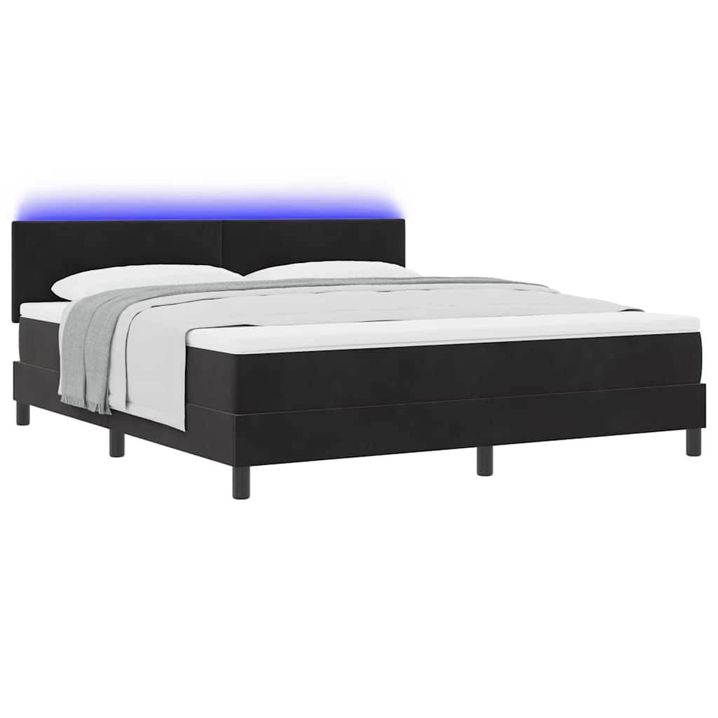 LED Box Spring Bed met matras Zwart 180 x 200 cm Fluweel is nu te koop bij PeponiXL, paradijselijk wonen!