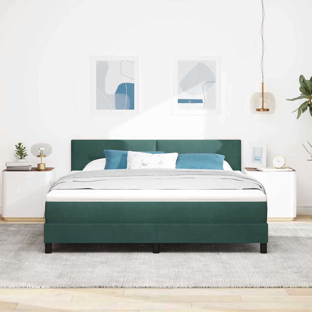 LED Box Spring Bed met matras Donkergroen 180 x 200 cm Fluweel is nu te koop bij PeponiXL, paradijselijk wonen!