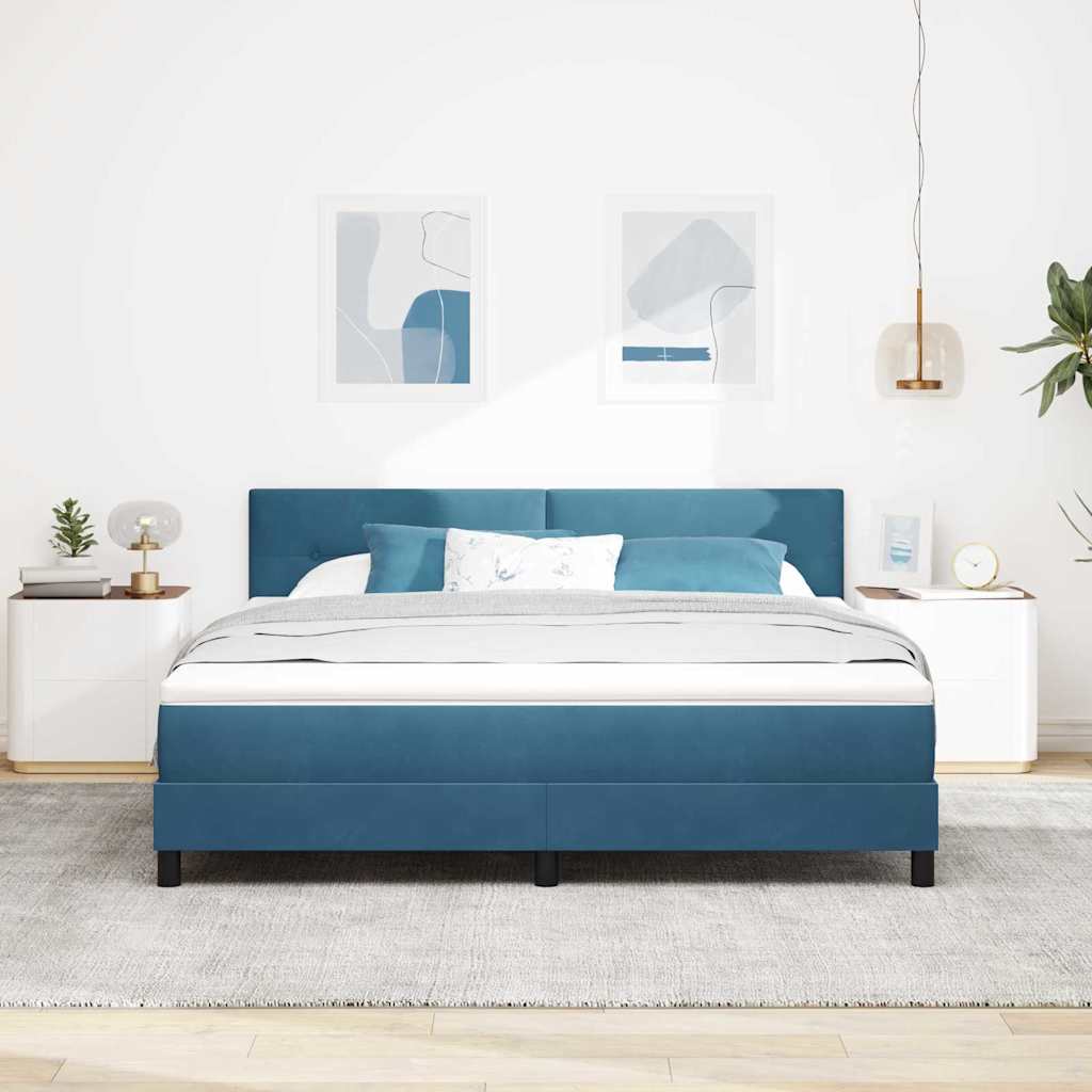 LED Box Spring Bed met matras Donkerblauw 180 x 200 cm Fluweel is nu te koop bij PeponiXL, paradijselijk wonen!