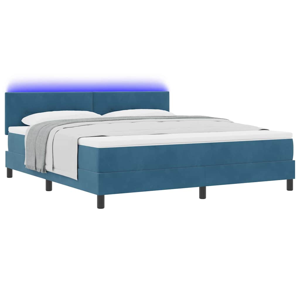 LED Box Spring Bed met matras Donkerblauw 180 x 200 cm Fluweel is nu te koop bij PeponiXL, paradijselijk wonen!