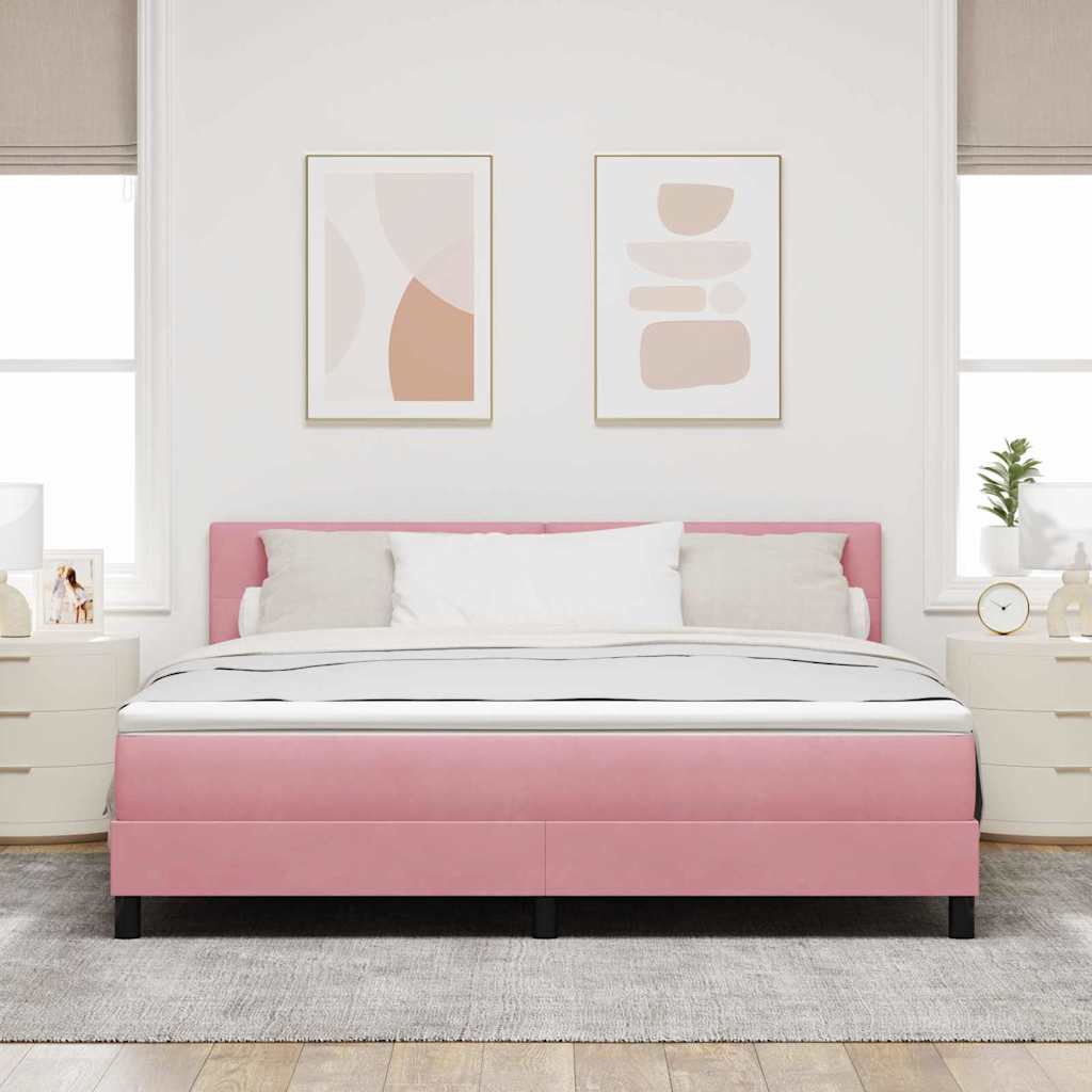 LED Box Spring Bed met matras met LED Roze 180 x 200 cm Fluweel is nu te koop bij PeponiXL, paradijselijk wonen!