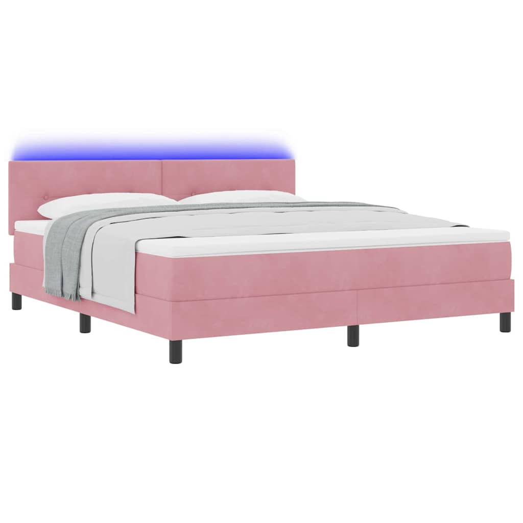 LED Box Spring Bed met matras met LED Roze 180 x 200 cm Fluweel is nu te koop bij PeponiXL, paradijselijk wonen!