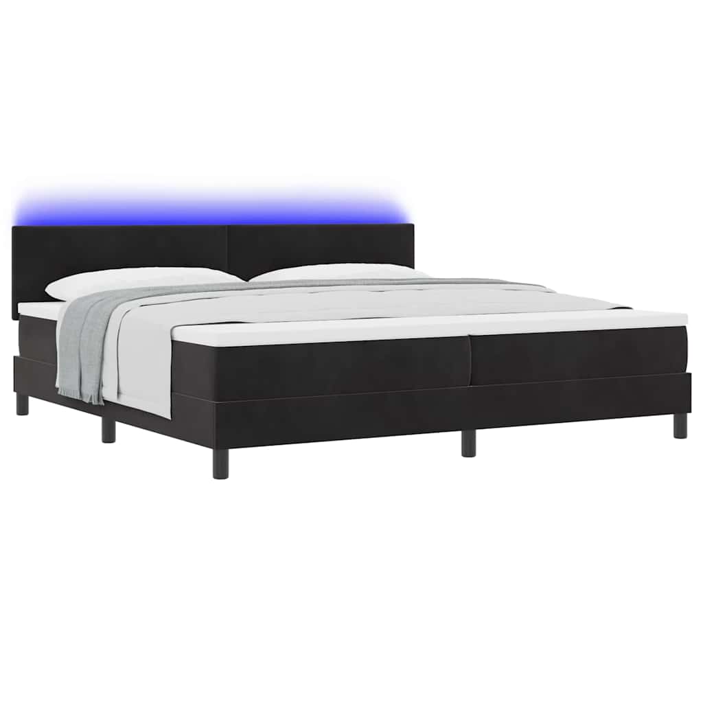 LED Box Spring Bed met matras Zwart 200 x 200 cm Fluweel is nu te koop bij PeponiXL, paradijselijk wonen!