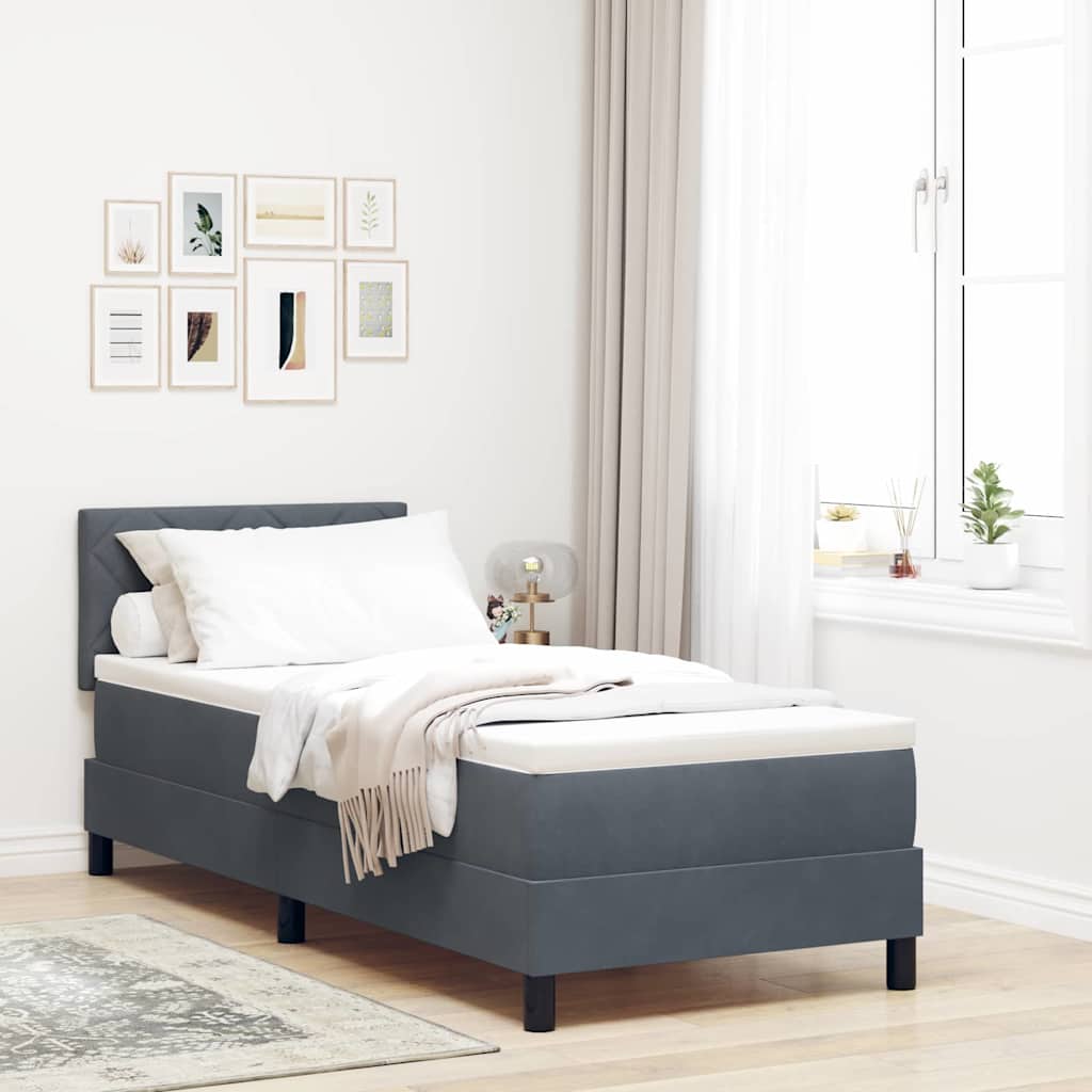 LED Box Spring Bed met matras Donkergrijs 80 x 200 cm Fluweel is nu te koop bij PeponiXL, paradijselijk wonen!