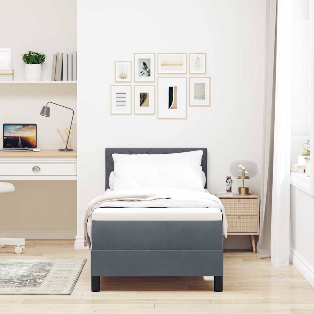 LED Box Spring Bed met matras Donkergrijs 80 x 200 cm Fluweel is nu te koop bij PeponiXL, paradijselijk wonen!