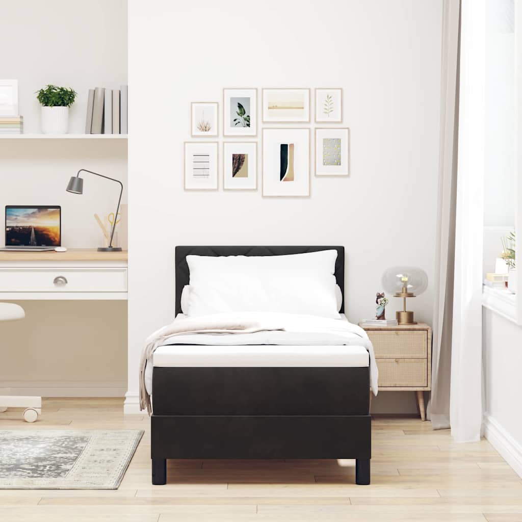 LED Box Spring Bed met matras met LED Zwart 80 x 200 cm Fluweel is nu te koop bij PeponiXL, paradijselijk wonen!