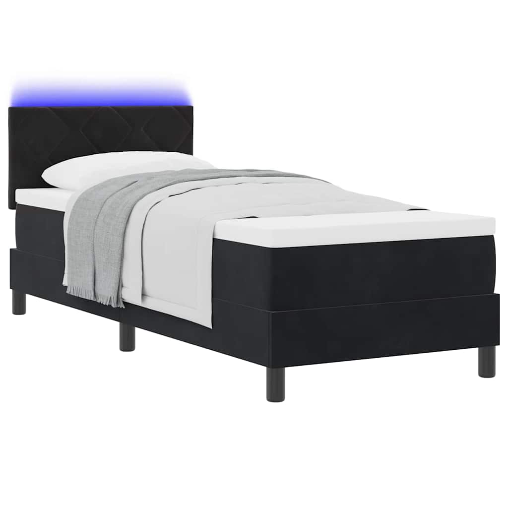 LED Box Spring Bed met matras met LED Zwart 80 x 200 cm Fluweel is nu te koop bij PeponiXL, paradijselijk wonen!