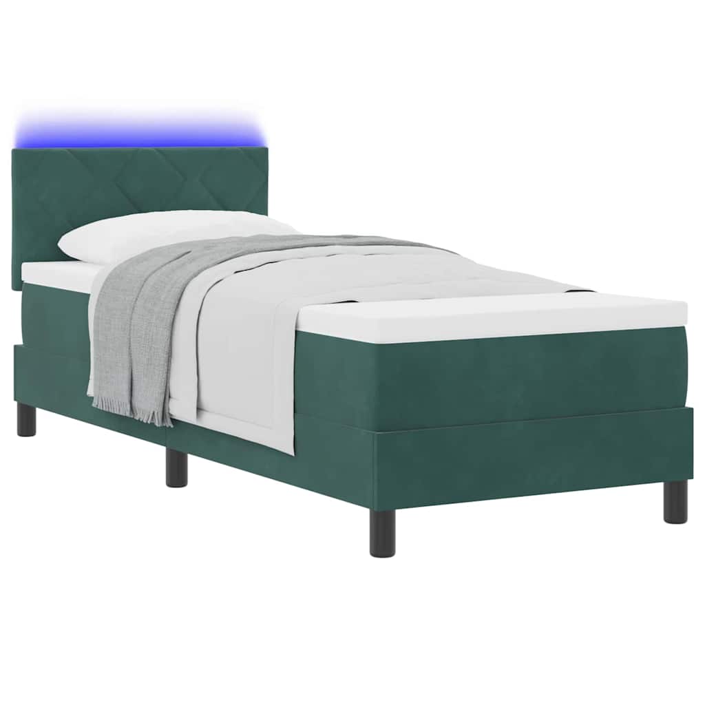 LED Box Spring Bed met matras Donkergroen 80 x 200 cm Fluweel is nu te koop bij PeponiXL, paradijselijk wonen!