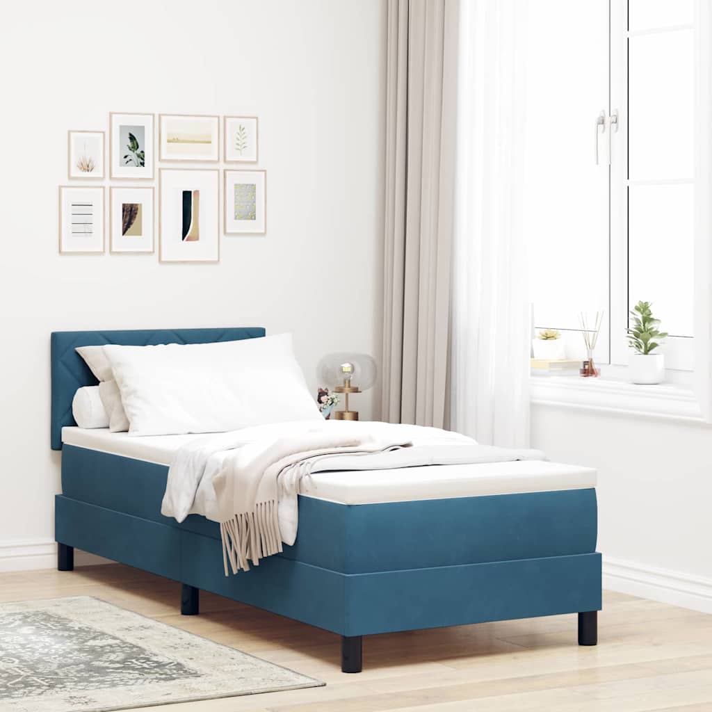 LED Box Spring Bed met matras Donkerblauw 80 x 200 cm Fluweel is nu te koop bij PeponiXL, paradijselijk wonen!
