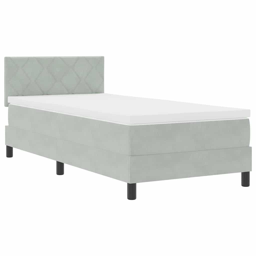 LED Box Spring Bed met matras Lichtgrijs 90 x 190 cm Fluweel is nu te koop bij PeponiXL, paradijselijk wonen!