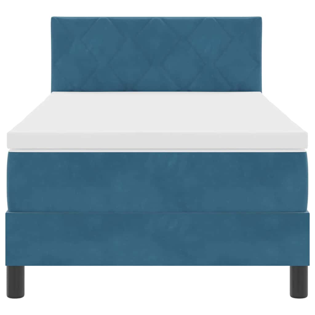 LED Box Spring Bed met matras Donkerblauw 90 x 190 cm Fluweel is nu te koop bij PeponiXL, paradijselijk wonen!