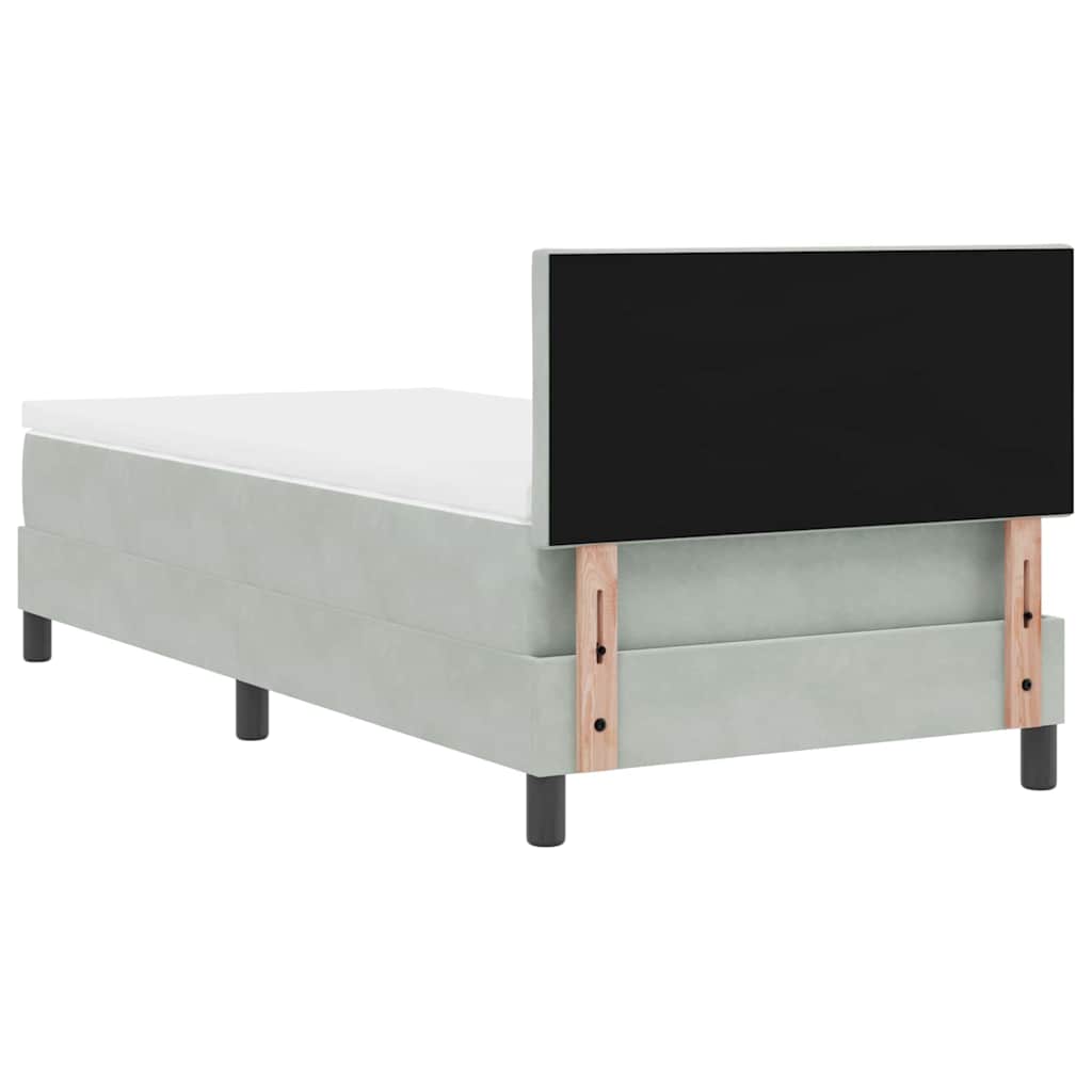 LED Box Spring Bed met matras Lichtgrijs 90 x 200 cm Fluweel is nu te koop bij PeponiXL, paradijselijk wonen!
