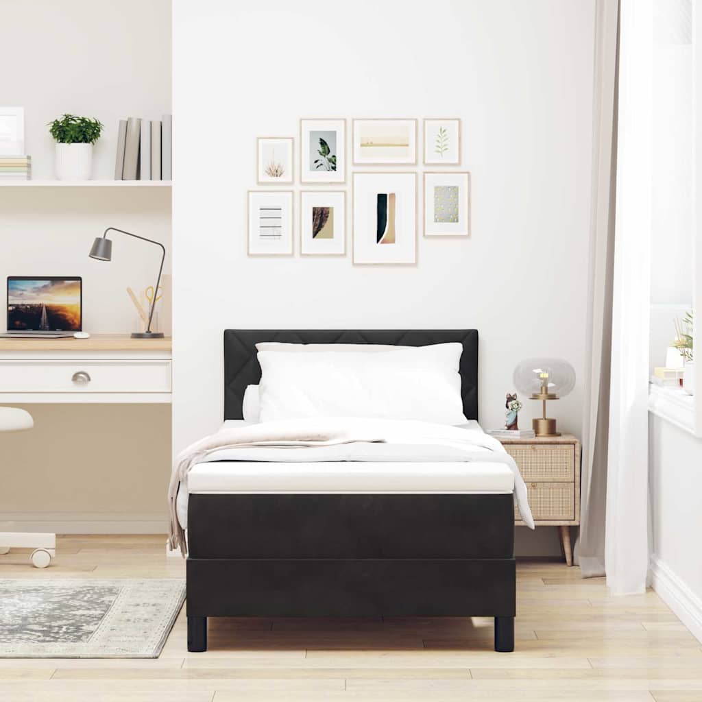 LED Box Spring Bed met matras met LED Zwart 90 x 200 cm Fluweel is nu te koop bij PeponiXL, paradijselijk wonen!