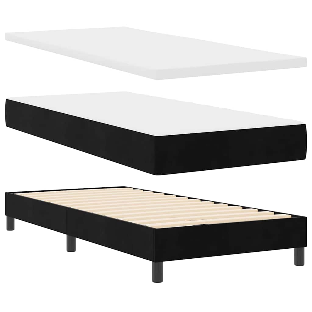 LED Box Spring Bed met matras met LED Zwart 90 x 200 cm Fluweel is nu te koop bij PeponiXL, paradijselijk wonen!
