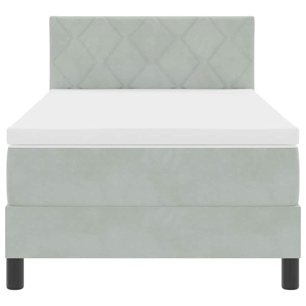 LED Box Spring Bed met matras Lichtgrijs 100 x 200 cm Fluweel is nu te koop bij PeponiXL, paradijselijk wonen!