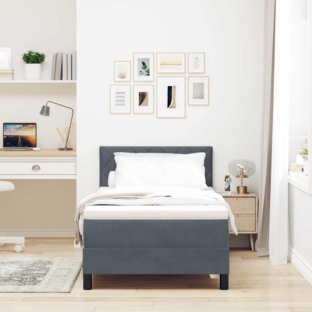 LED Box Spring Bed met matras Donkergrijs 100 x 200 cm Fluweel is nu te koop bij PeponiXL, paradijselijk wonen!