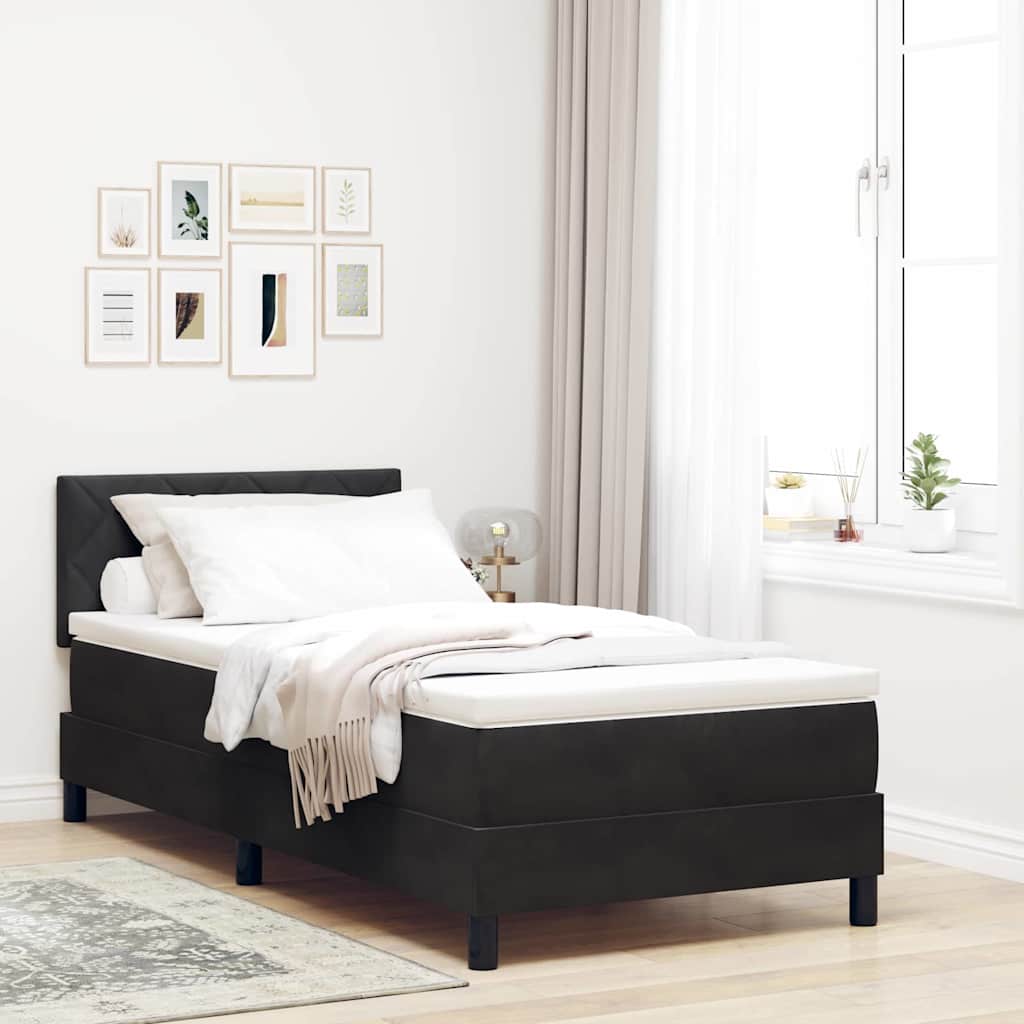 LED Box Spring Bed met matras Zwart 100 x 200 cm Fluweel is nu te koop bij PeponiXL, paradijselijk wonen!
