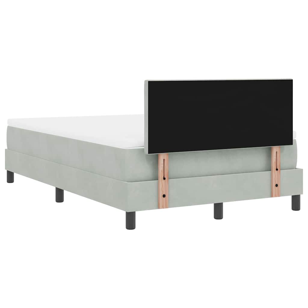 LED Box Spring Bed met matras Lichtgrijs 120 x 190 cm Fluweel is nu te koop bij PeponiXL, paradijselijk wonen!