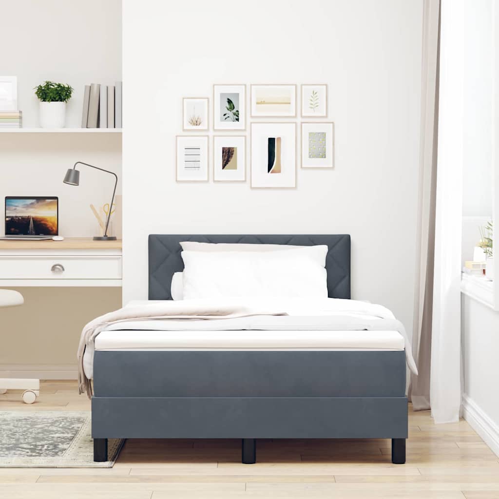 LED Box Spring Bed met matras Donkergrijs 120 x 190 cm Fluweel is nu te koop bij PeponiXL, paradijselijk wonen!