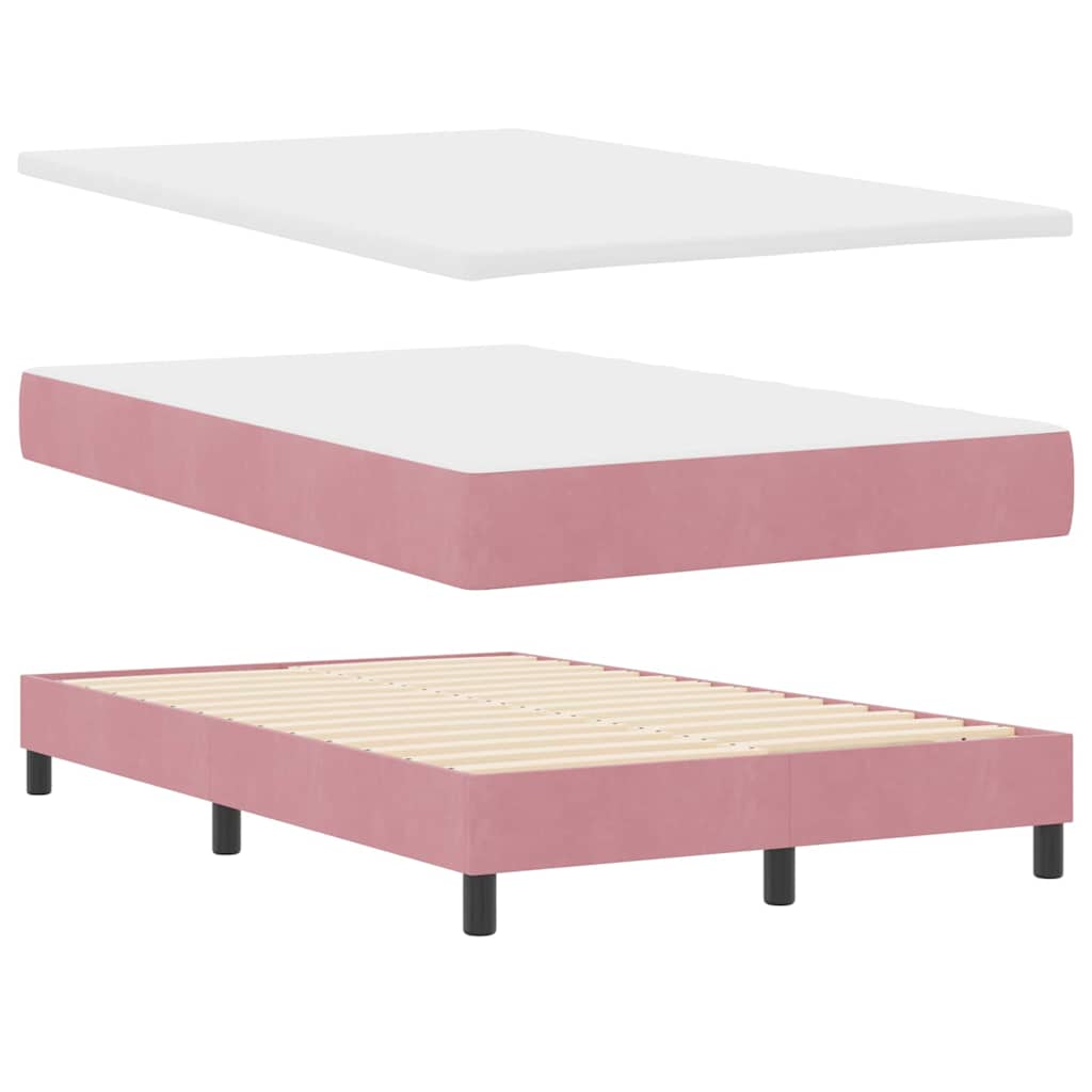LED Box Spring Bed met matras met LED Roze 120 x 190 cm Fluweel is nu te koop bij PeponiXL, paradijselijk wonen!