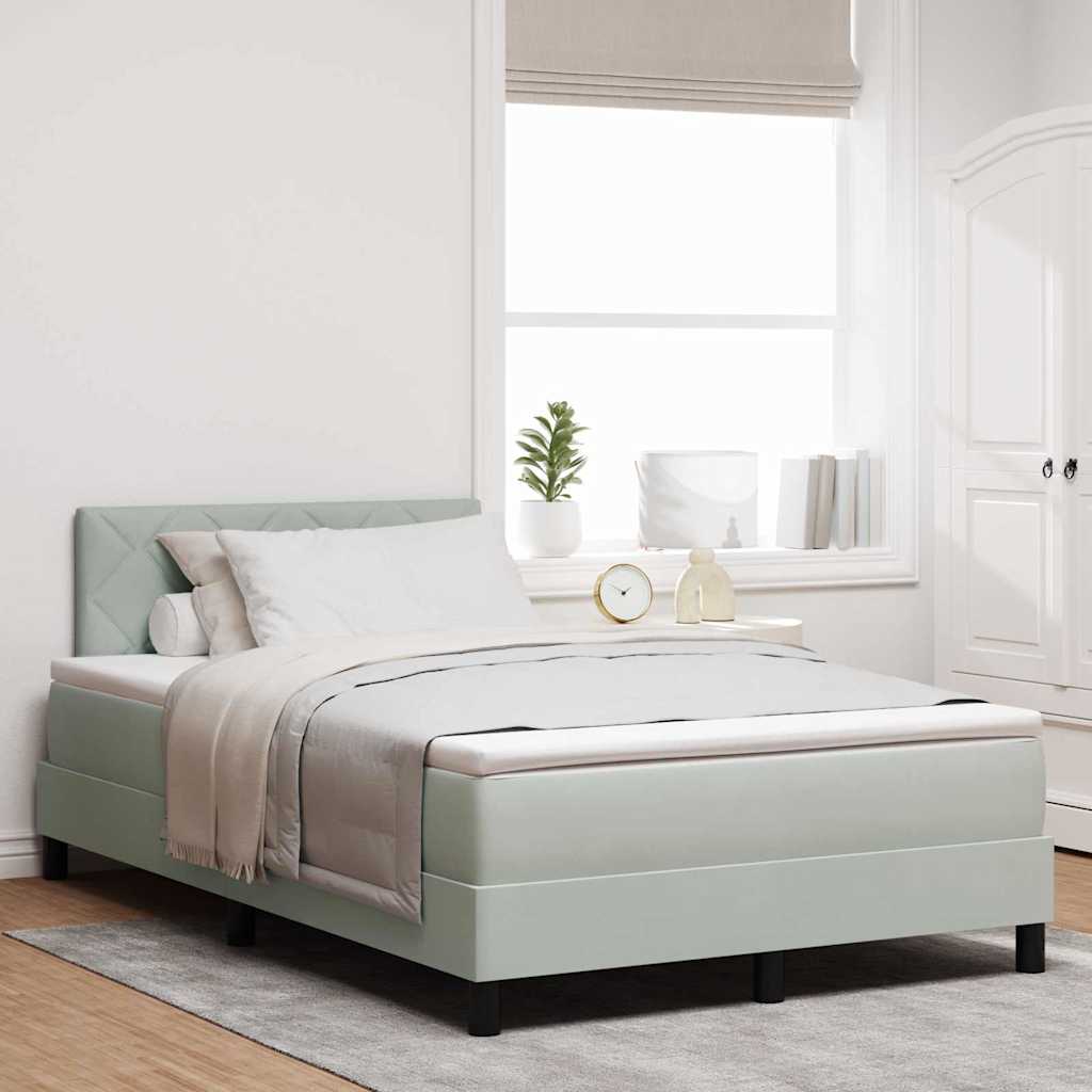 LED Box Spring Bed met matras Lichtgrijs 120 x 200 cm Fluweel is nu te koop bij PeponiXL, paradijselijk wonen!