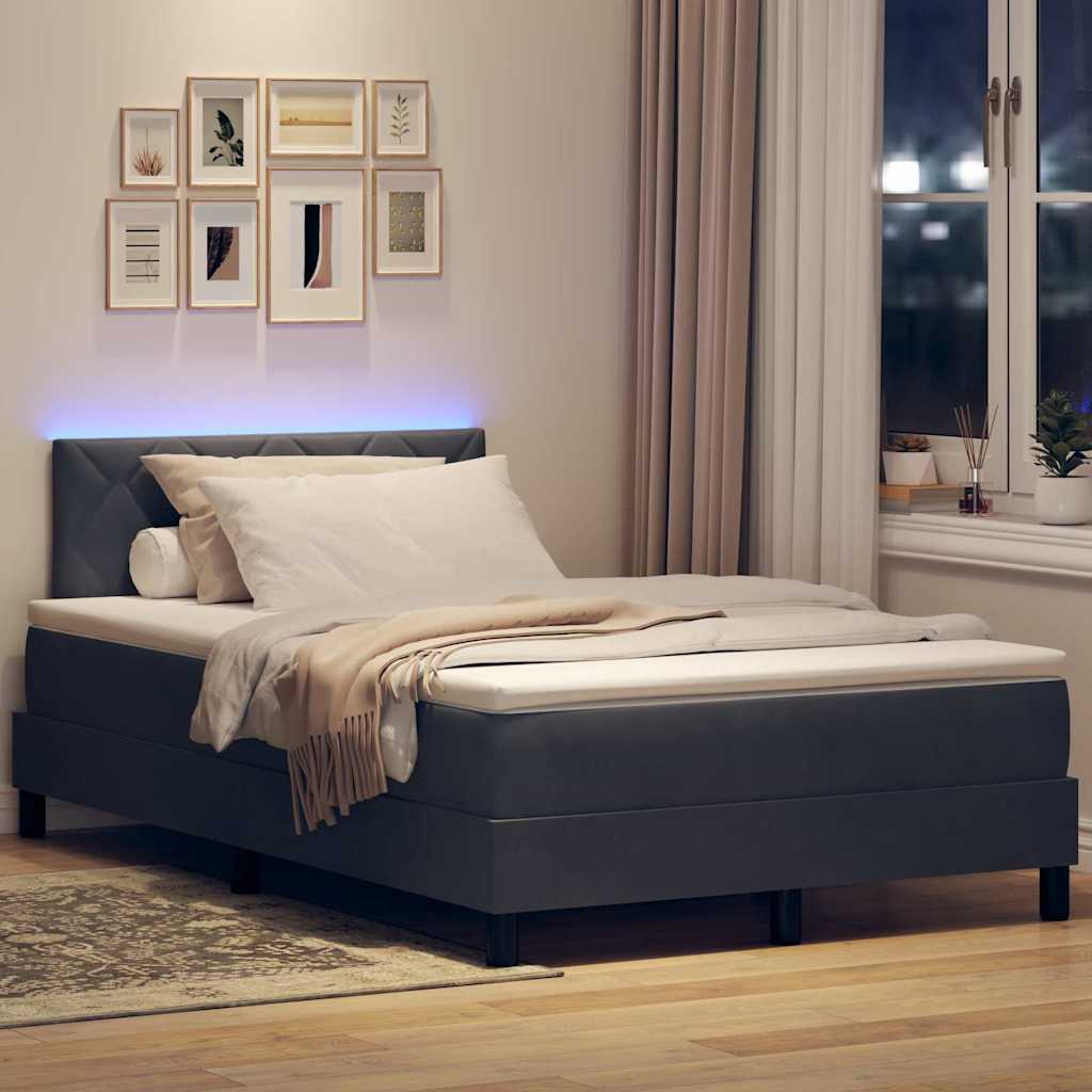 LED Box Spring Bed met matras Donkergrijs 120 x 200 cm Fluweel is nu te koop bij PeponiXL, paradijselijk wonen!