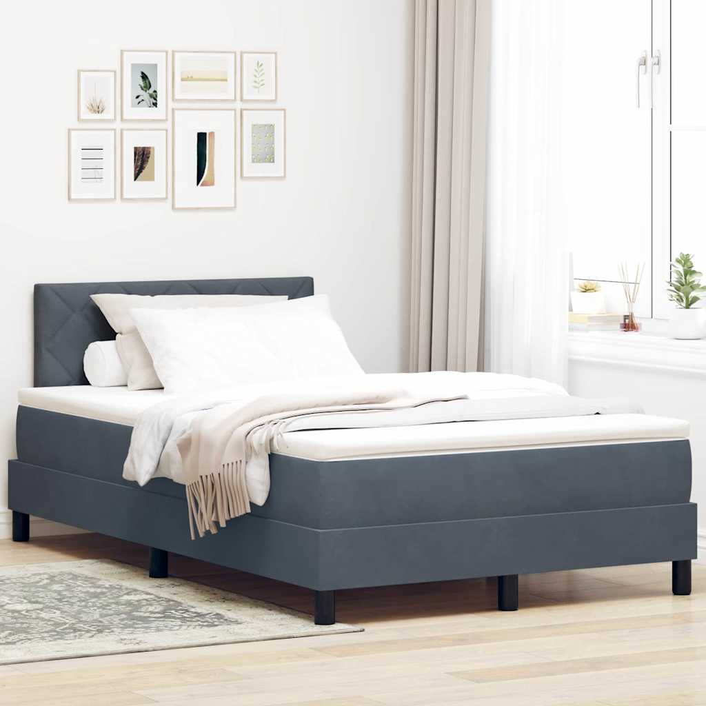 LED Box Spring Bed met matras Donkergrijs 120 x 200 cm Fluweel is nu te koop bij PeponiXL, paradijselijk wonen!