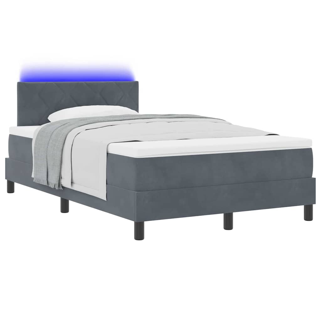 LED Box Spring Bed met matras Donkergrijs 120 x 200 cm Fluweel is nu te koop bij PeponiXL, paradijselijk wonen!