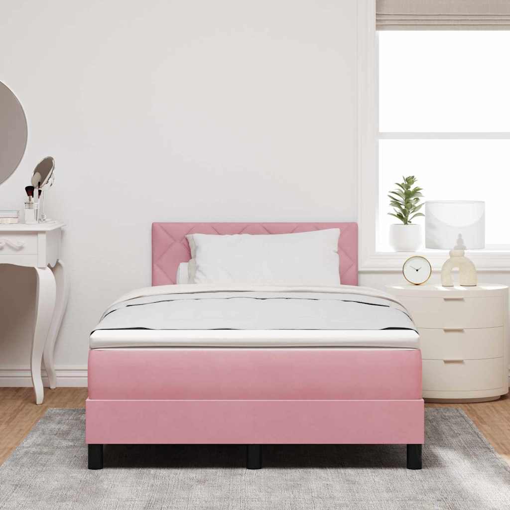 LED Box Spring Bed met matras met LED Roze 120 x 200 cm Fluweel is nu te koop bij PeponiXL, paradijselijk wonen!