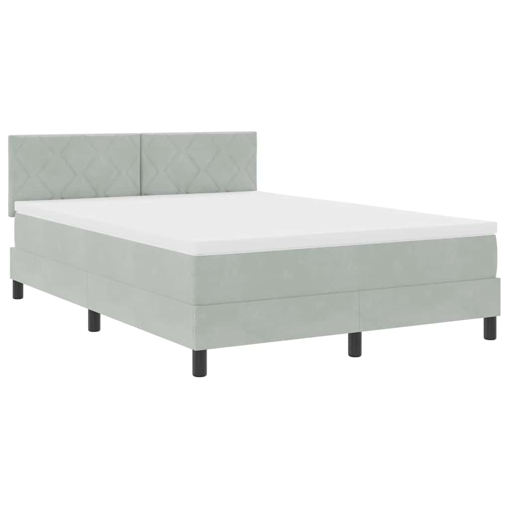 LED Box Spring Bed met matras Lichtgrijs 140 x 190 cm Fluweel is nu te koop bij PeponiXL, paradijselijk wonen!