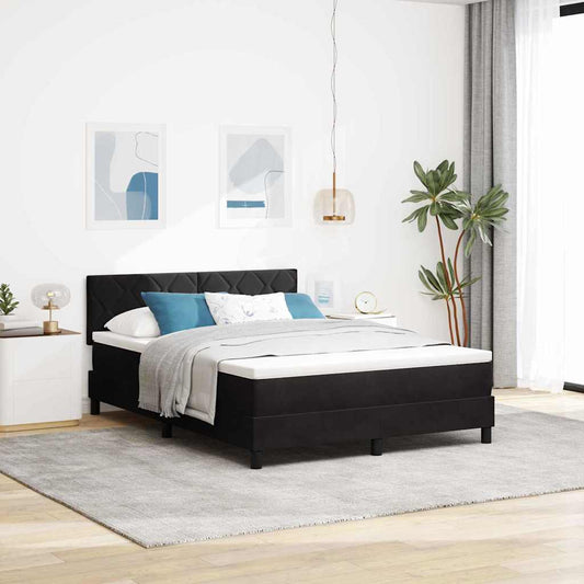 LED Box Spring Bed met matras Zwart 140 x 190 cm Fluweel is nu te koop bij PeponiXL, paradijselijk wonen!